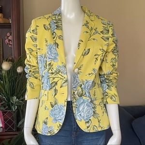 Rag & Bone Spring Floral Blazer yellow and blue 10